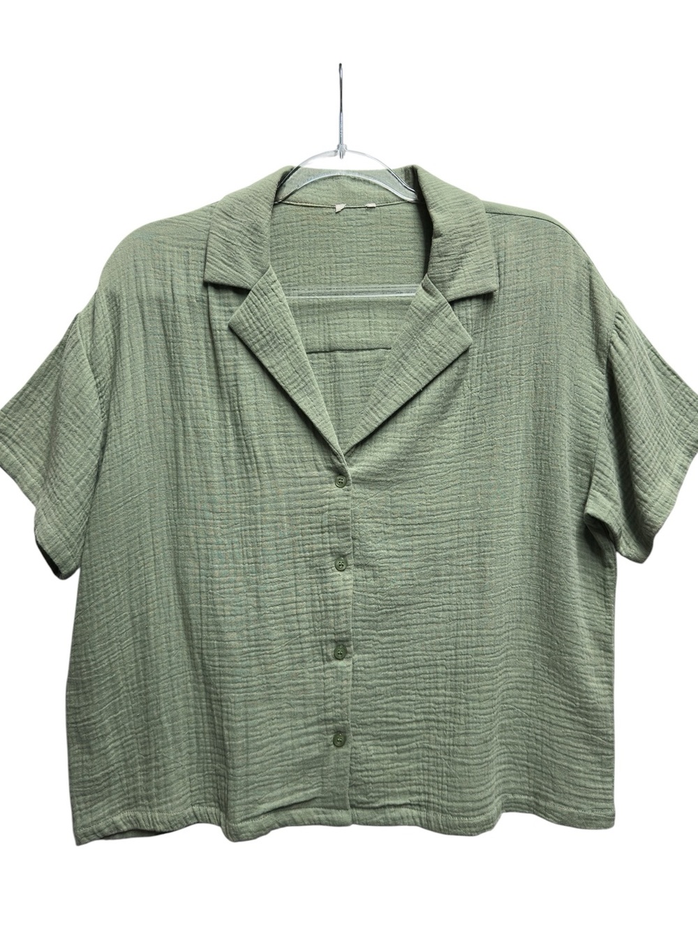 Pure Cotton Knit Thick Gauze Chambray Twill Shirt Top